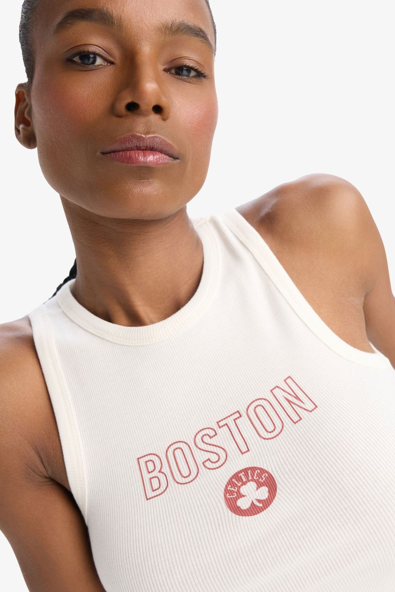 DeFacto Beige Woman DeFactoFit NBA Boston Celtics Ribbed Camisole Sports Crop Top Casual - Image 5